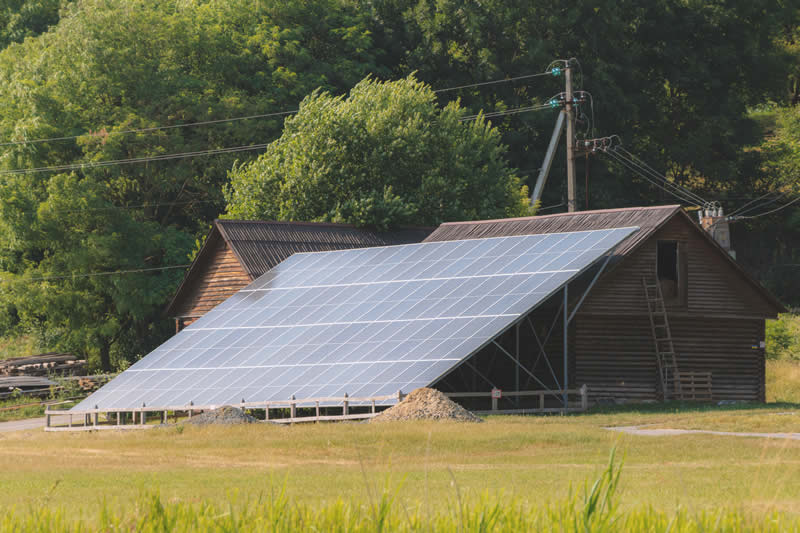 Use of solar panels in the countryside.